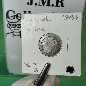 Gray Toned Silver, 1894 Denmark 25 Øre KM# 796.1